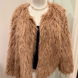 Volcom Women's Shaggy Faux Fur Jacket - Camel